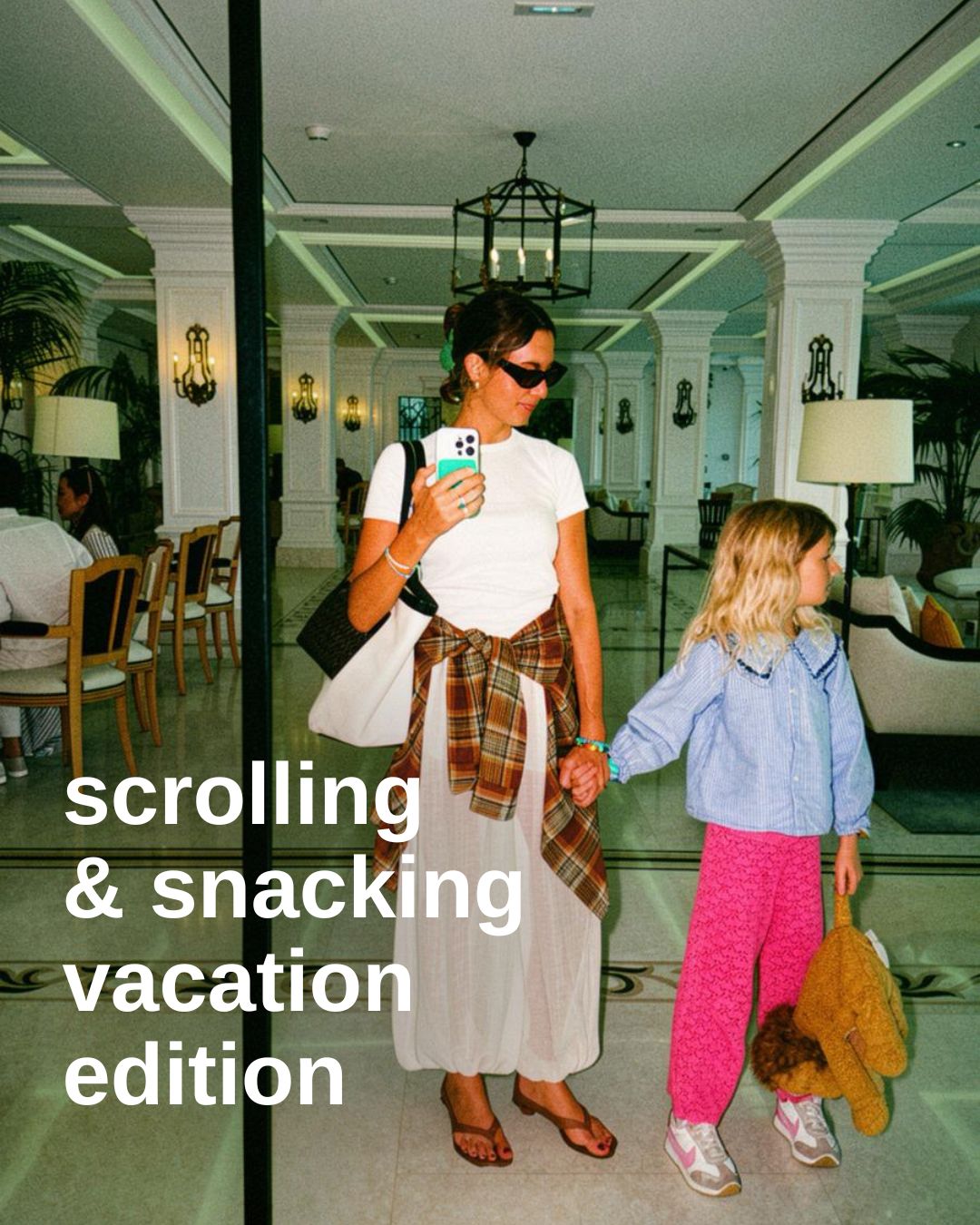 mamala founder rebecca holding her daughters hand at a hotel in france