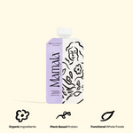 The Mamamellow Support Snack™ by Mamala Organics features vanilla, pumpkin seed, and organic, plant-based icons.